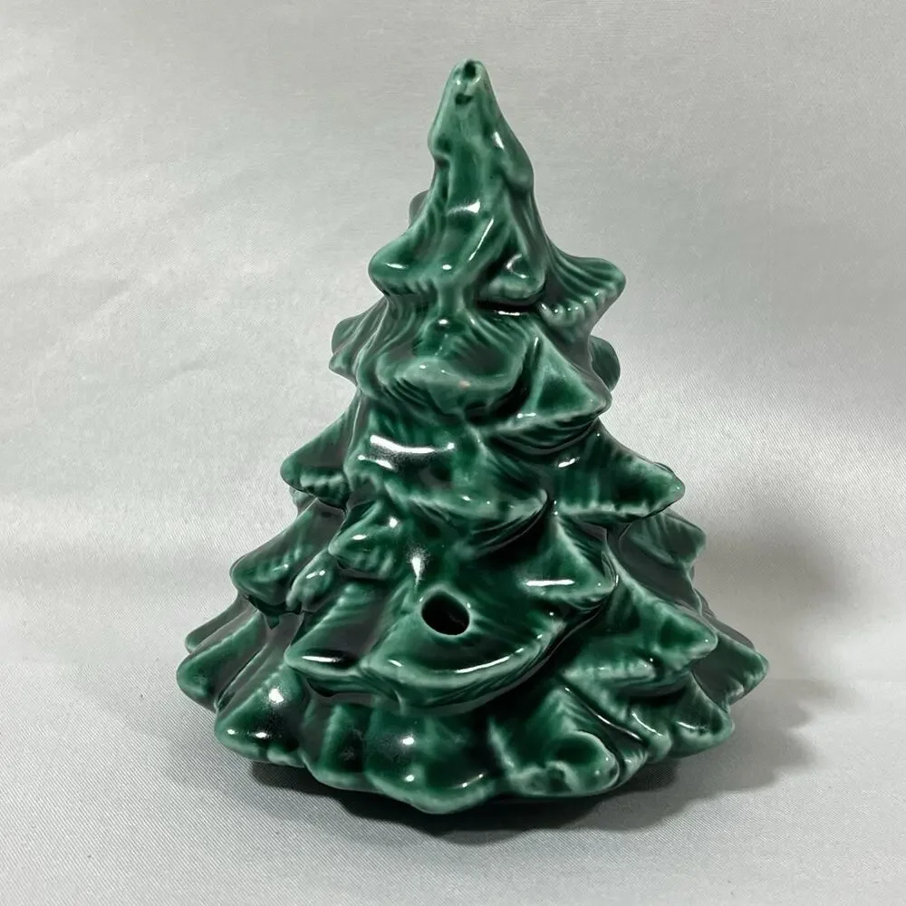 Vintage Mini Small Ceramic Tree Top Green Light Bulb Holes 4” Butterfly